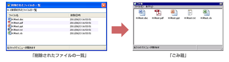 削除ファイルのごみ箱機能